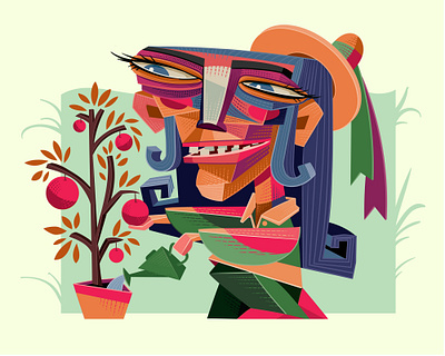Gardener abstract art character concept cubism design geometric illustration illustrator vector