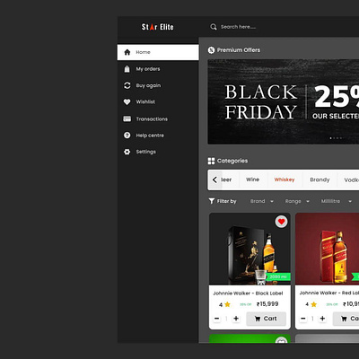 Star Elite - Order alcohol shop branding darktheme dashboard graphic design ui uidesign uxdesign uxui