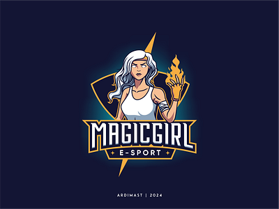 MagicGirl E-sport Logo (Design for sale!) ardimast e sport fire girl graphic design logo magic magical mascot vector witch