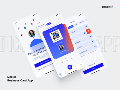 Digital Business Card App animation branding business card danish design digital business card graphic design home page designs illustration latest designs logo new trends ui visiting card