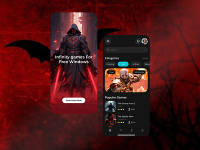 Gaming app design app categories clean clean ui game gaming app gaming ui horror interface design ios live mobile app mobile app desining trending app ui uiux ux visual design