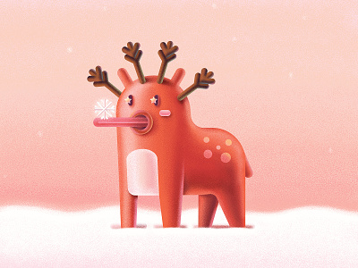 Dear animal character charactrdesign cute dear digital illustration snow snowflake vector