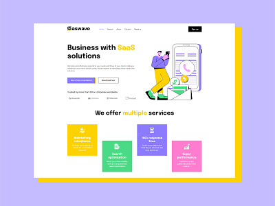 Colorful SaaS Website Template colorfull enterprise integration landing saas software startup vintage