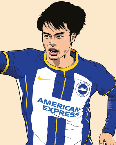 Kaoru Mitoma, Brighton & Hove Albion art brighton design football football player illustration japan kaoru mitoma premier league soccer