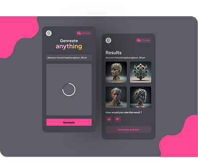 Beautiful Ai Image Generator App UI UX Design 3d ai app ai image genreator animation app design branding design graphic design illustration logo mobile design mobile ui ux motion graphics ui ui design ui ux ui ux design vector