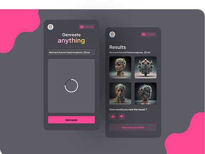 Beautiful Ai Image Generator App UI UX Design 3d ai app ai image genreator animation app design branding design graphic design illustration logo mobile design mobile ui ux motion graphics ui ui design ui ux ui ux design vector