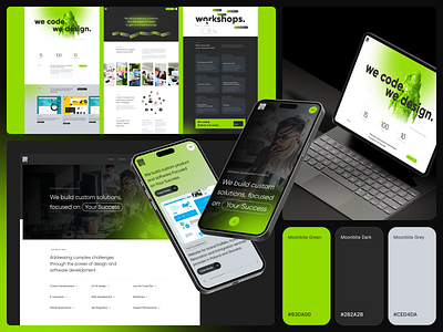 Website for Moonbite: Software Development Company branding clean colors company figma green homepage layout mobile modern redesign software typography ui ux web web design webdesign website white