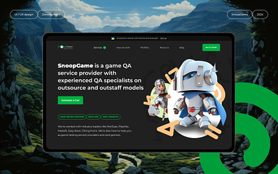 SnoopGame - AI website redesign for a game testing company 🎮 ai ai generated ai tech animation artificial intelligence design digital game gaming graphic design illustration service testing ui ukraine ux uxui webdesign website