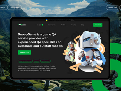 SnoopGame - AI website redesign for a game testing company 🎮 ai ai generated ai tech animation artificial intelligence design digital game gaming graphic design illustration service testing ui ukraine ux uxui webdesign website