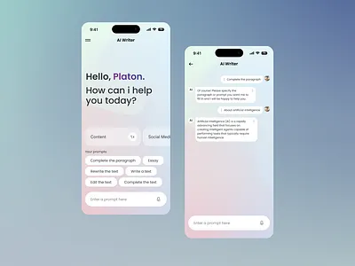 Ai Writer ai ai writer app promt ui ux