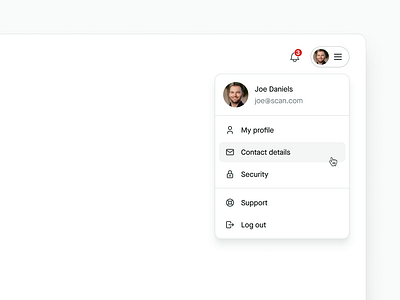 User dropdown menu account settings clean desktop dropdown menu ui user white