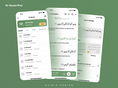Al-Quran Pro! branding design figma ios islamic app logo mobile app ui