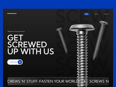 Website Design for screws brand black blue bold cover page dark theme hero section landing page manufacturer minimal screws sipua ui design web design