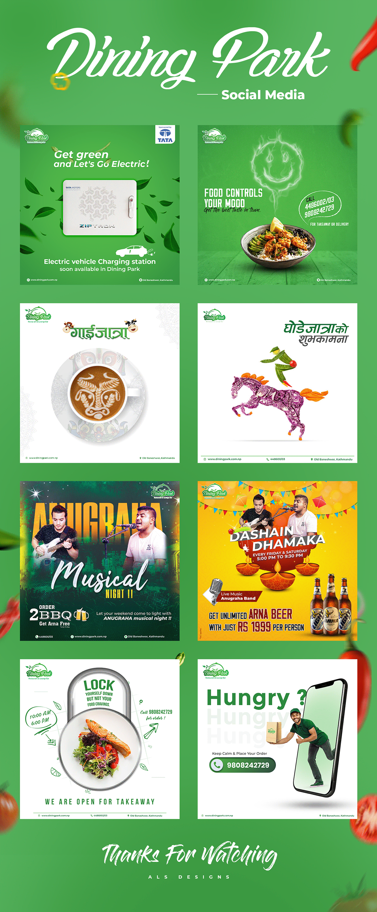Dining Park Social Media Designs als designs aman aman shrestha branding design idea graphic design nepal resturant design social media design