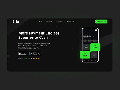 Billz - Financial Landing Page branding creative design financial green landing page nature ui ux web web design
