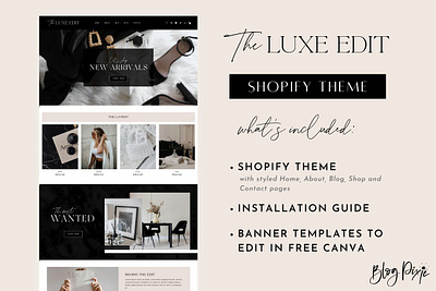 Shopify Theme - The Luxe Edit black and white website blog pixie ecommerce templates ecommerce website luxurious website luxury website minimal website design online store shopify banners shopify template shopify theme the luxe edit shopify website small business template small business website website design website template