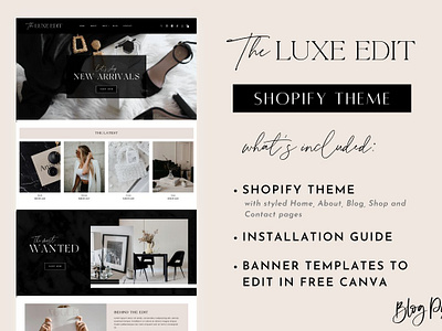 Shopify Theme - The Luxe Edit black and white website blog pixie ecommerce templates ecommerce website luxurious website luxury website minimal website design online store shopify banners shopify template shopify theme the luxe edit shopify website small business template small business website website design website template