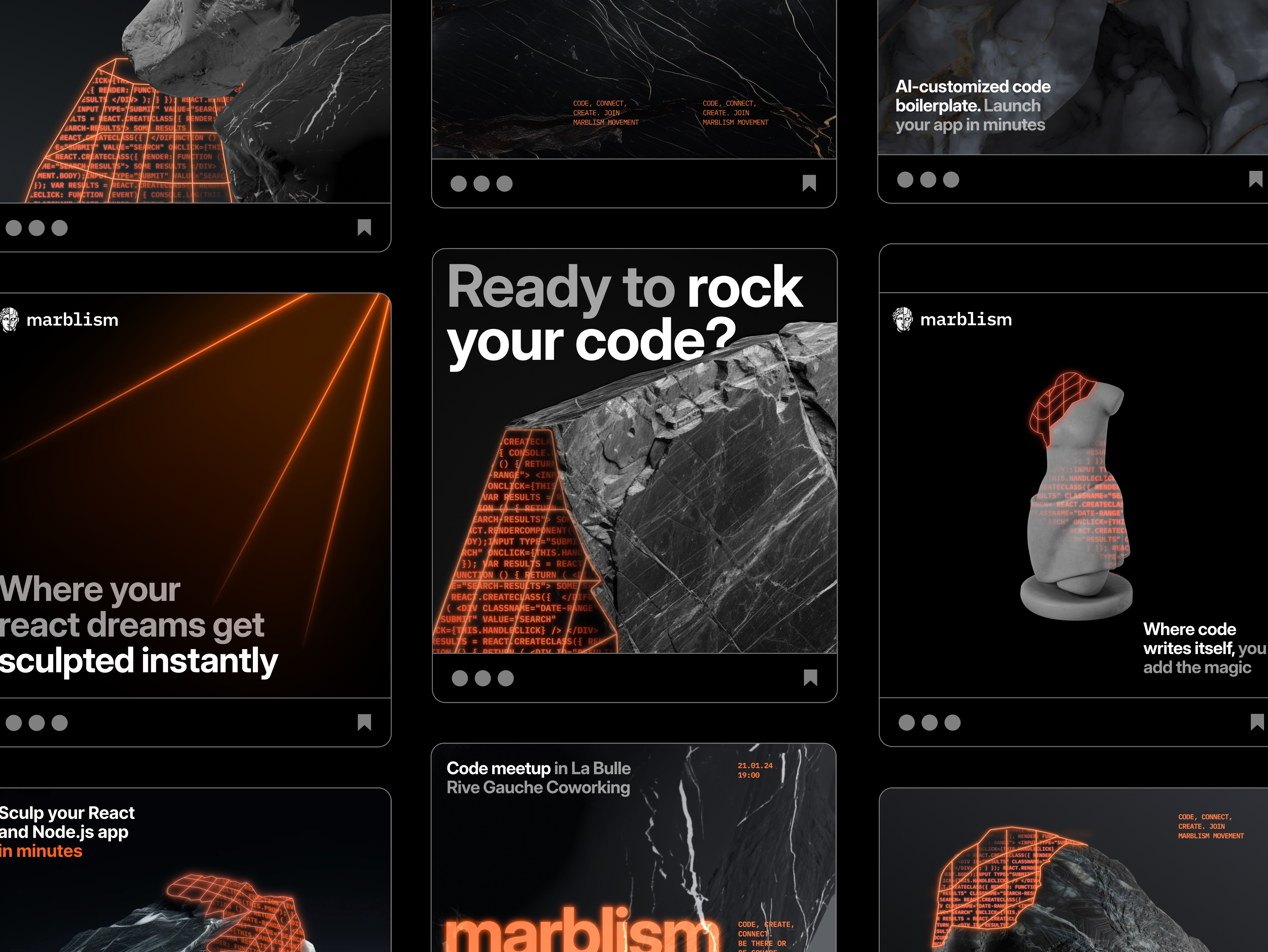 Marblism: Instagram Posts 3d branding design graphic design graphics identity