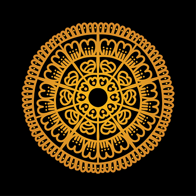 Luxury golden color vector mandala on black background islamic floral