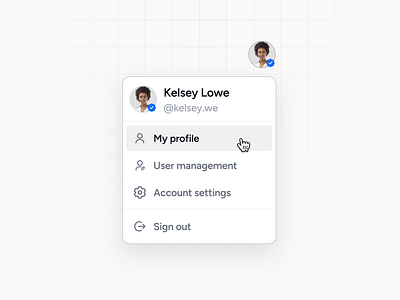 Account menu account account settings dashboard dropdown hover minimal profile simple ui user interface verified