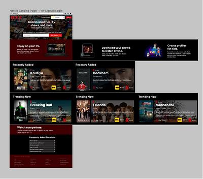 Netflix Landing Page: Pre Sign Up/Sign In Re-design figma landing page netflix redesign