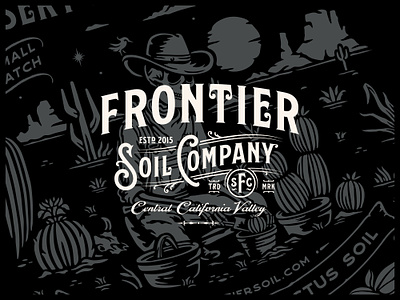 Frontier Soil Company brand identity branding graphic design hand drawn logo design skeleton logo skull logo typeface typography vec vector vintage vintage logo