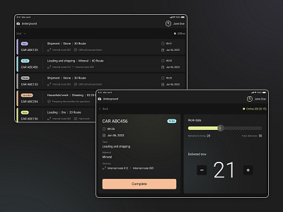 Tablet app underground delivery design figma tablet task task details task list ui underground ux