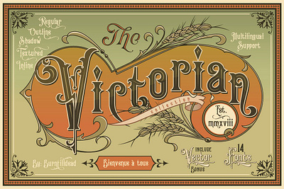 Victorian Fonts Collection 1800 badge classical fonts decorative display display font fonts bundle letterhead opentype ornamental ornate victorian font retro fonts type typeface victorian fonts collection