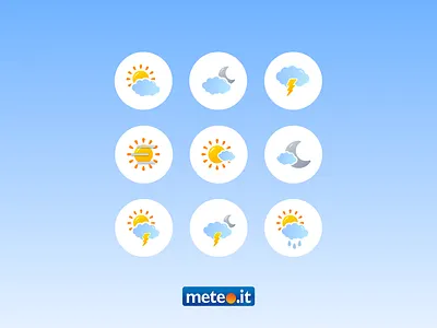 Meteo.it app app design digital art graphic design icon icon art icon set icons illustration logo moon sun ui weather weather app