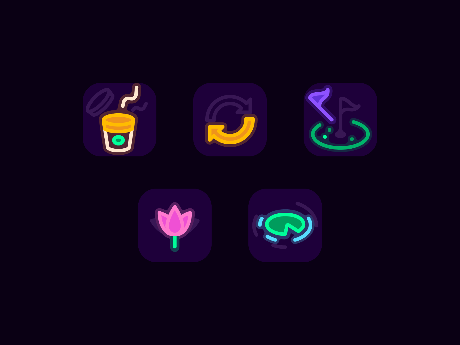 Coffee Golf: Premium Achievements (Neon) achievement animated coffee flag game golf icon lily lotus neon refresh sign