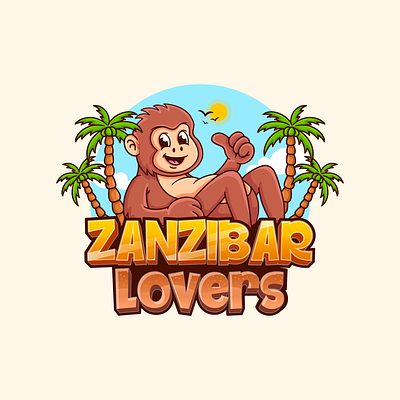 Logo Design for Zanzibar Lovers 🌴🐒 beach character design design graphic design happy illustration island logo logo design monkey monkey design monkey illustration monkey logo monkey vector palm palm tree summer vector