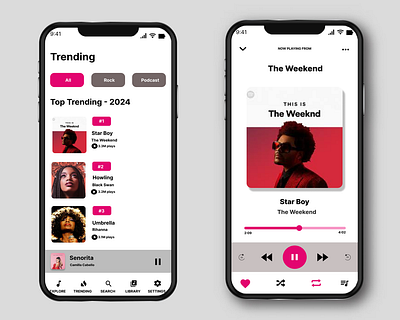 Music App UI android app design graphic design illustration illustrator ios mobileapp mockup music musicapp ui ux vector