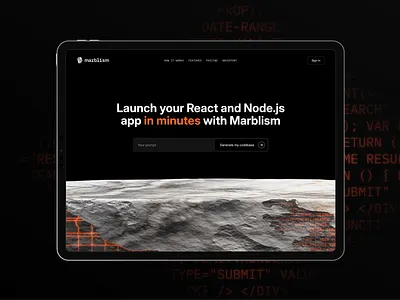 Marblism: Hero Screen 3d branding design graphic design hero screen identity ipad tablet website