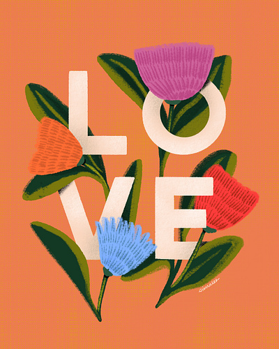 LOVE drawing flowers graphic design illustration love