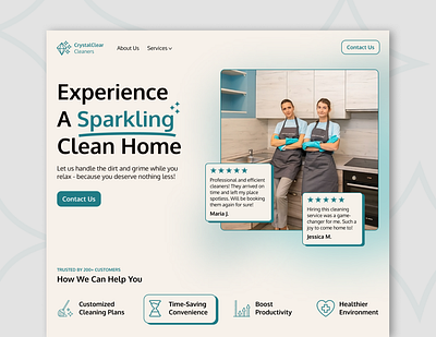 Cleaning Company Landing Page clean cleaning company desktop green home page landing page modern reviews ui ux website