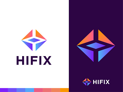 Hifix design h hifix lettermark logo romb