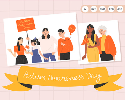 Autism Awareness Day autism autism awareness day character community diversity illustration inclusivity neurodiversity people vector