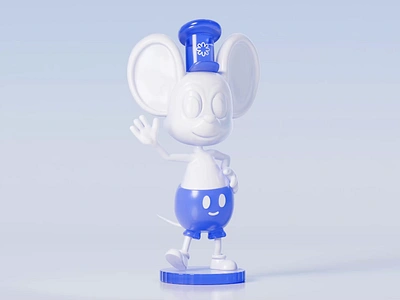 Mickey Mouse 3D - Steamboat Willie 3d clay figurine glass hat mickey minimalistic motion graphics mouse pants reflections shoes steamboat turntable white willie