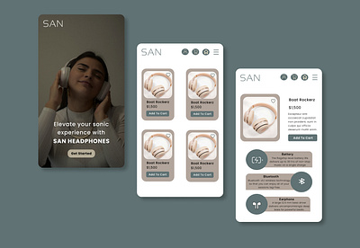 SAN Headphones-Ecommerce App app design headphones ui ux