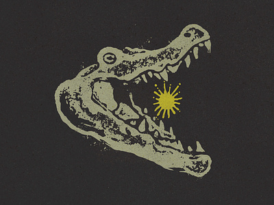 Swamp Mythology aligator cosmic crocodile distress handdrawn illustration logo mystic printmaking space sun swamp textured
