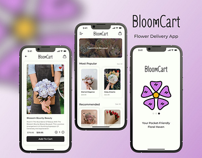 BloomCart - Flower Deliver Mobile App UI Design app design delivery app design figma flower app flower delivery app mobile app trending design ui ux