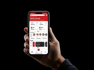 Investing Mobile App Concept For Portfolio Management Template animation application ui crypto dashboard finance financial app hyip investment mobile app ui mobile application mobile dashboard mobile ux product design red saas ui ui ux ui ux agency user interface design wallet