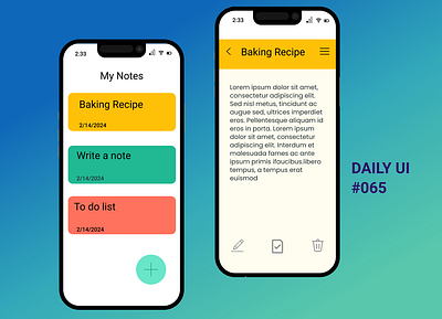 Daily UI #065- Notes Widget app design ui ux