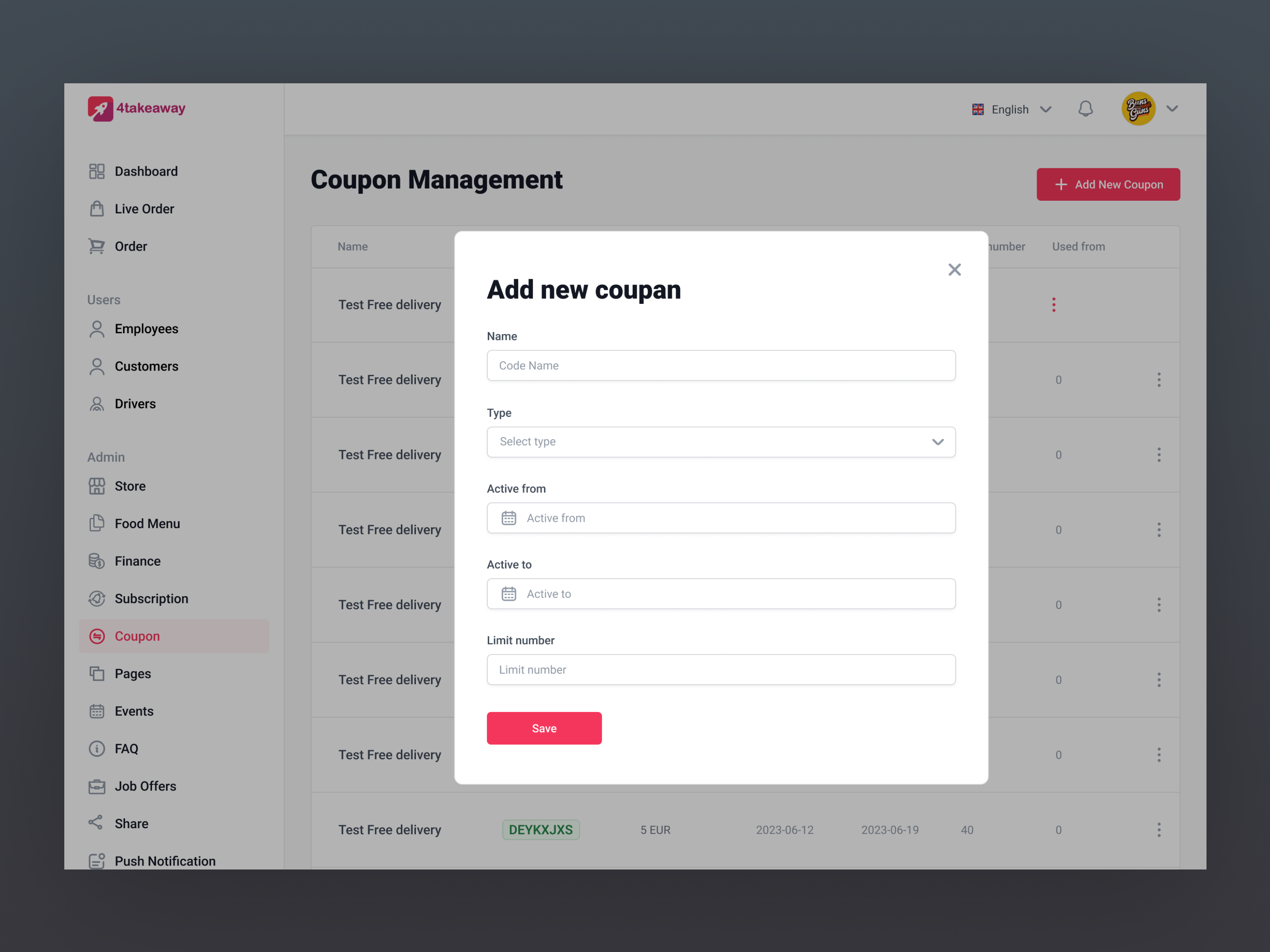 Coupon Management Dashboard Design by Daniel Barr for Luminalogik on ...
