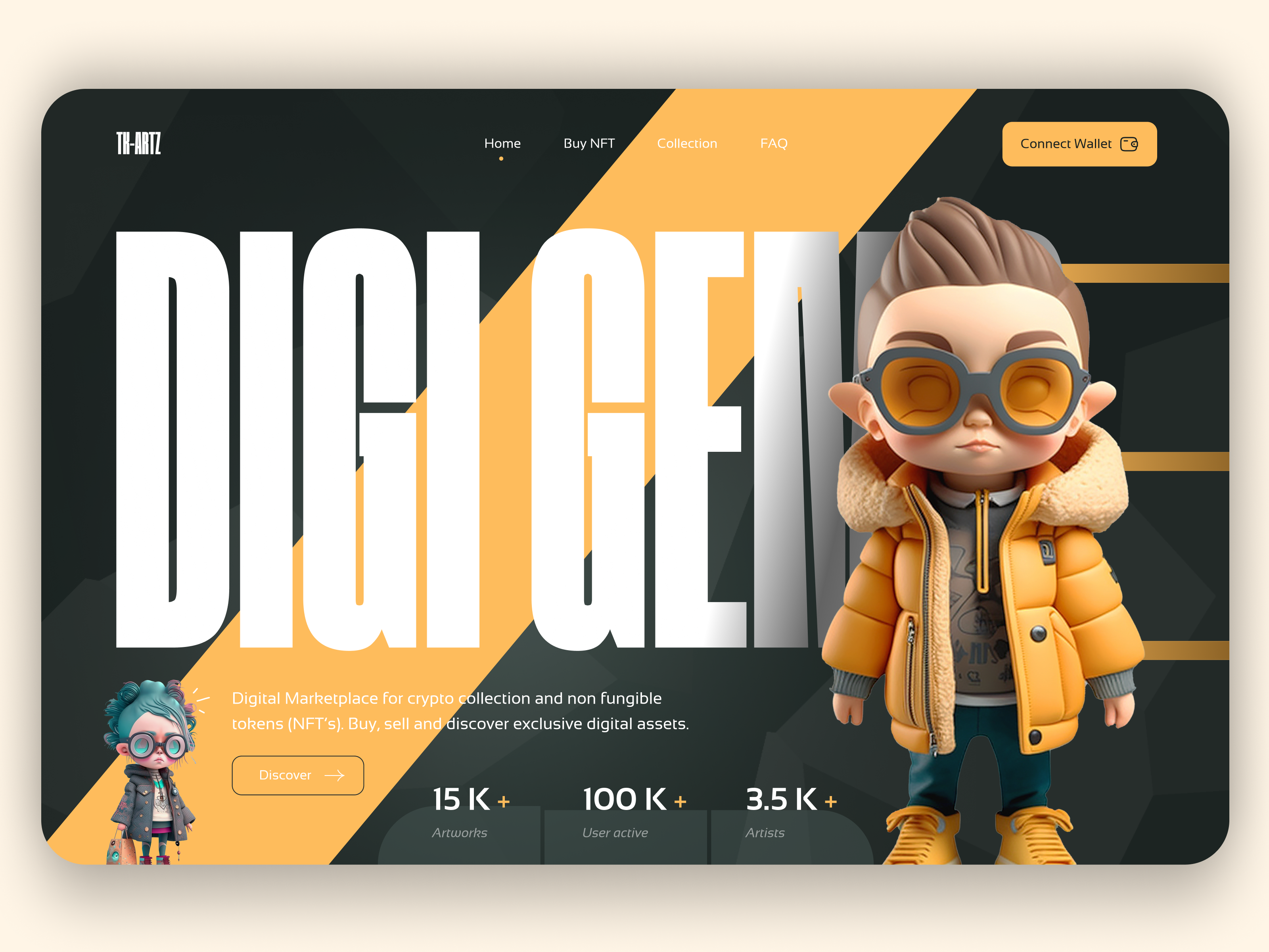 Hero Section Design for NFT website branding graphic design ui