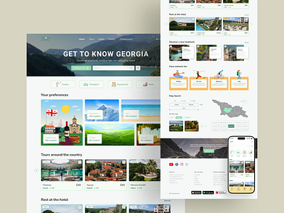Tour guide platform branding design discover georgia guide landing logo nature product design search tour travel ui user ux web