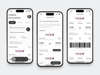Flights Ticketing Mobile App app card clean design fireart flight minimal ticket ui ux