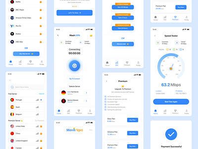 Vpn App UI Design -Ios/Andriod andriod app app ui design ui ux vpn vpn app vpn app ui vpn best vpn landing page vpn mobile app