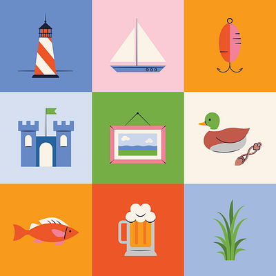 Illustrated Icon Set branding coastal color illustration non profit probono