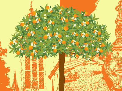 Primavera en Sevilla arbol españa figma flores giralda graphic design naranjo nature plaza de españa primavera sevilla seville spring tree
